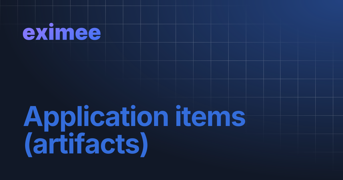 Application elements (artifacts) | eximee Platform Docs